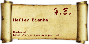 Hefler Bianka névjegykártya